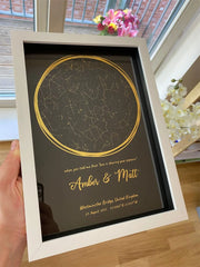 Gold Foiled Star Map Night Sky Constellation Framed Personalised - Personalized Portraits
