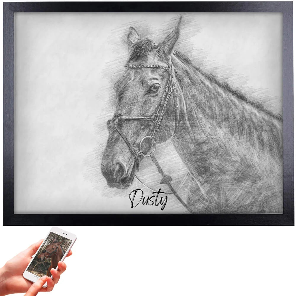 Personalized Horse pencil drawing popular from photo.